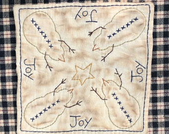 Candle Mat Primitive Snowman Joy
