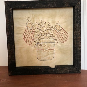 Old Glory Primitive Stitchery Framed Print - Etsy