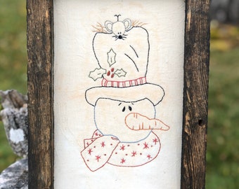 Top Hat Friends Primitive Stitchery Framed Print