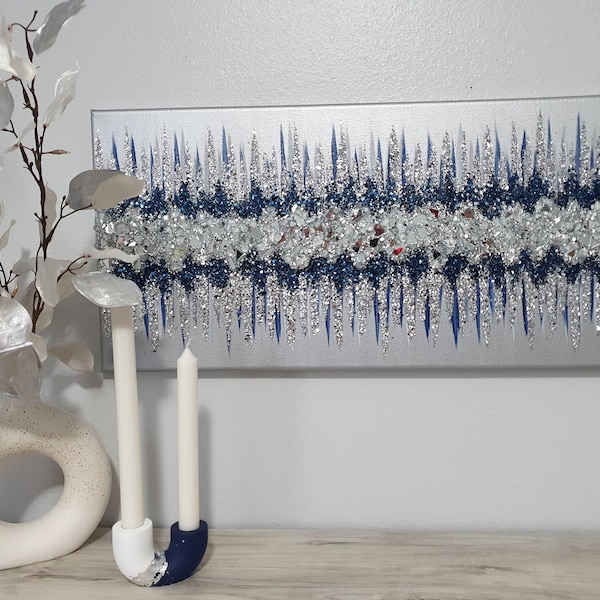 Blue and Silver Wall Art Etsy