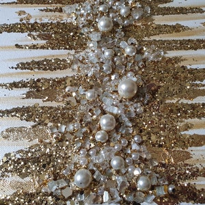 Original White and Gold Pearly Elegance abstract glitter art image 7