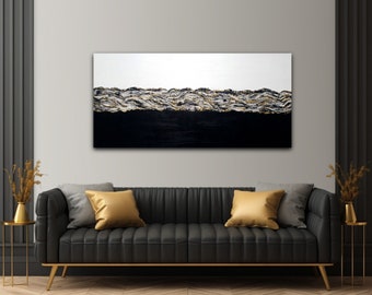 Original White and Black Abstract Textured Art