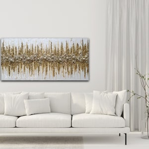 Original White and Gold Pearly Elegance abstract glitter art image 2