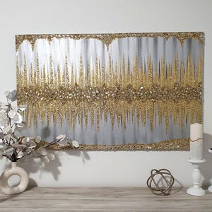 Original art.  Silver and Gold Abstract Glitter Art 30x48 luxury home decor, luxury art, shimmering decor, statement art