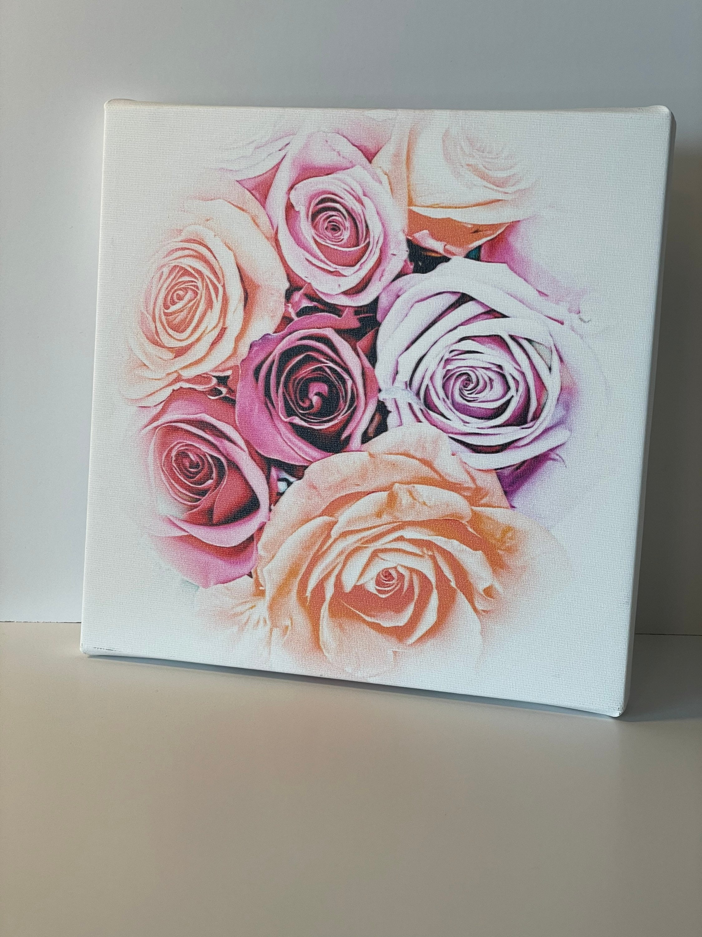 Canvas Print Pink Rose Bouquet Wall Art by Michelle Watkins - Hanging ...