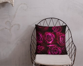 Magenta rosa rojo rosas flor funda de cojín de moda almohada con cremallera funda de almohada