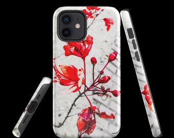 Rote Blumen Garten robuste Hülle für iPhone® Durable Glossy IPhone Case