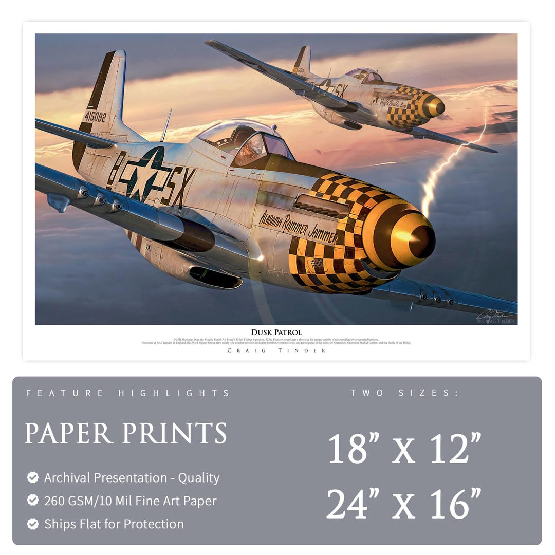P-51 Mustang - Dusk Patrol - Paper Print by Craig Tinder - Etsy