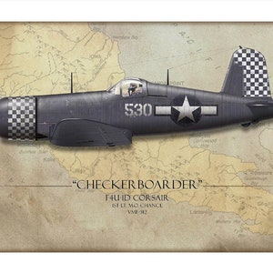 Checkerboarder F4U Corsair - Art Print by Craig Tinder - Etsy
