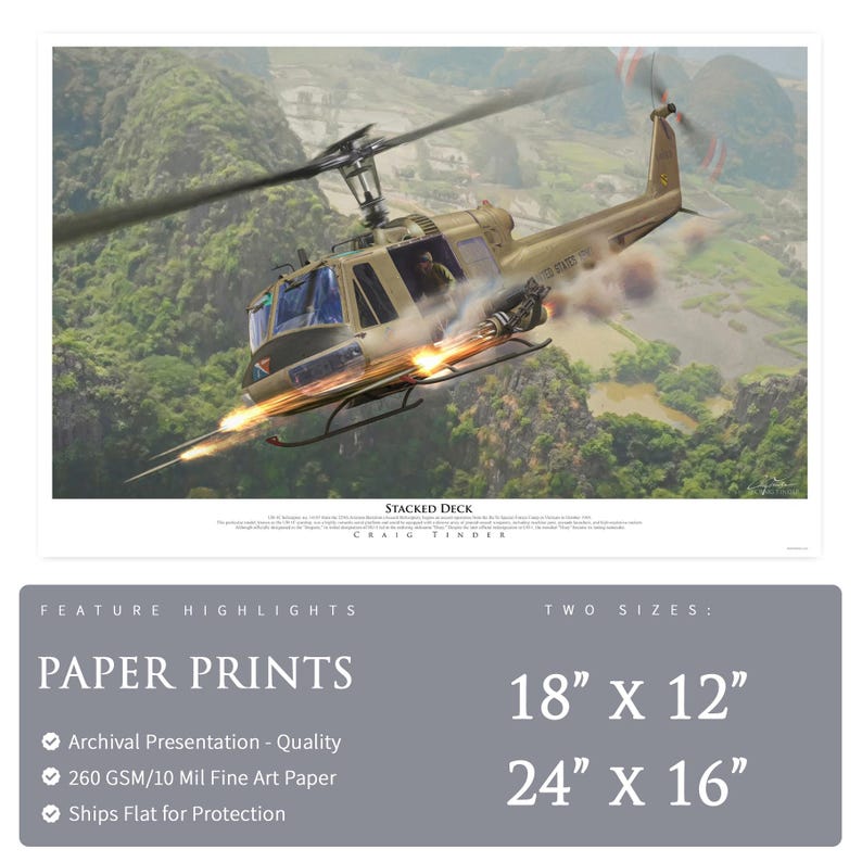 UH-1 Huey Helicopter - Stacked Deck - Paper Print by Craig Tinder - Etsy