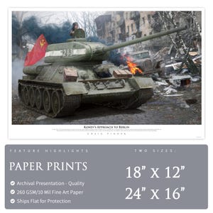 T-34 Soviet Tank - Konev's Approach to Berlin - Paper Print by Craig Tinder