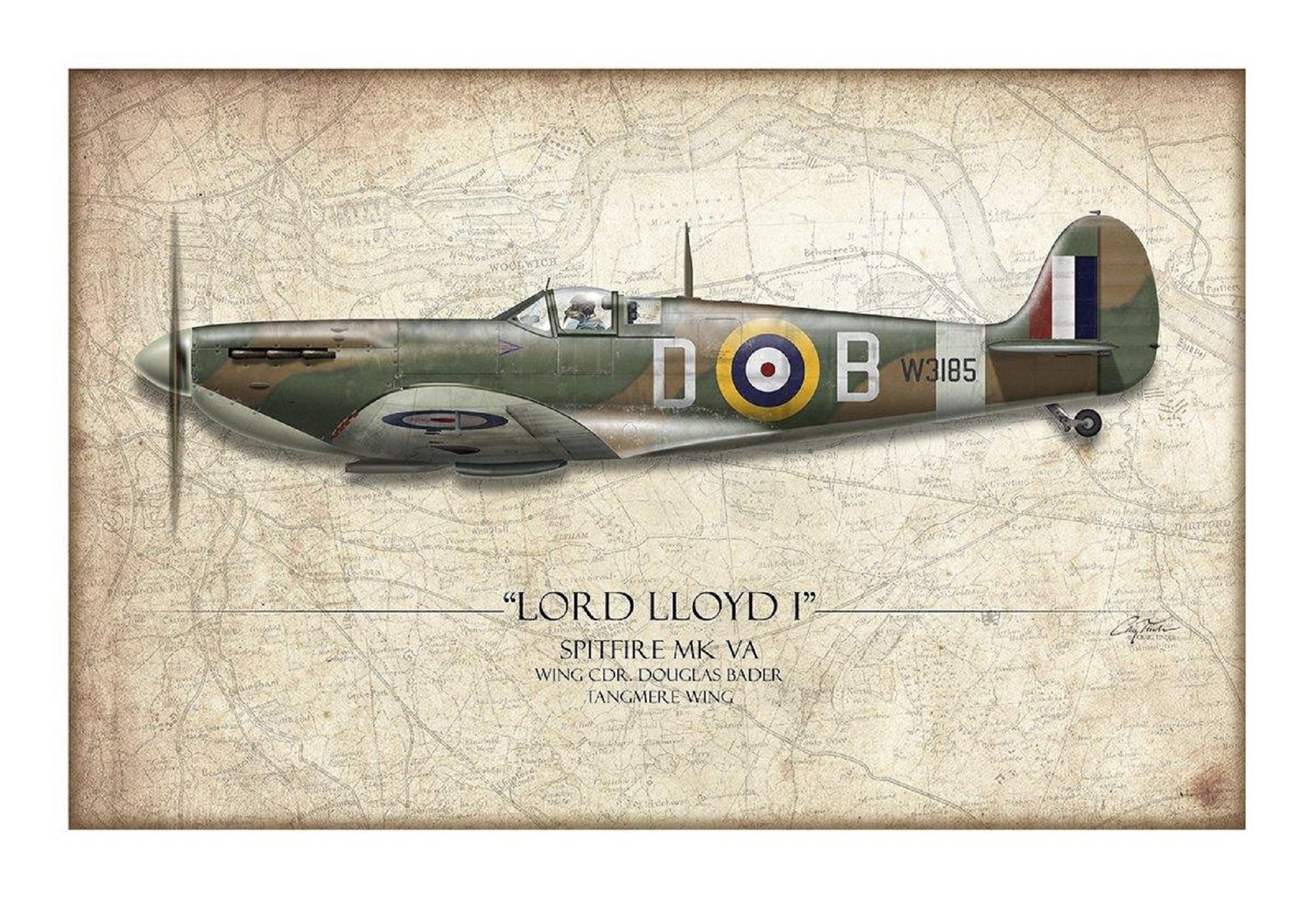 Douglas Bader Spitfire - Art Print by Craig Tinder - Etsy