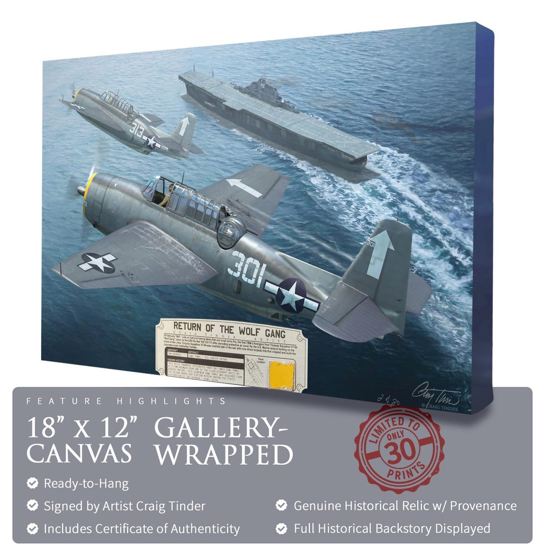 TBM Avenger - Return of the Wolf Gang - 18"x12" Canvas | INCLUDES: Oil ...