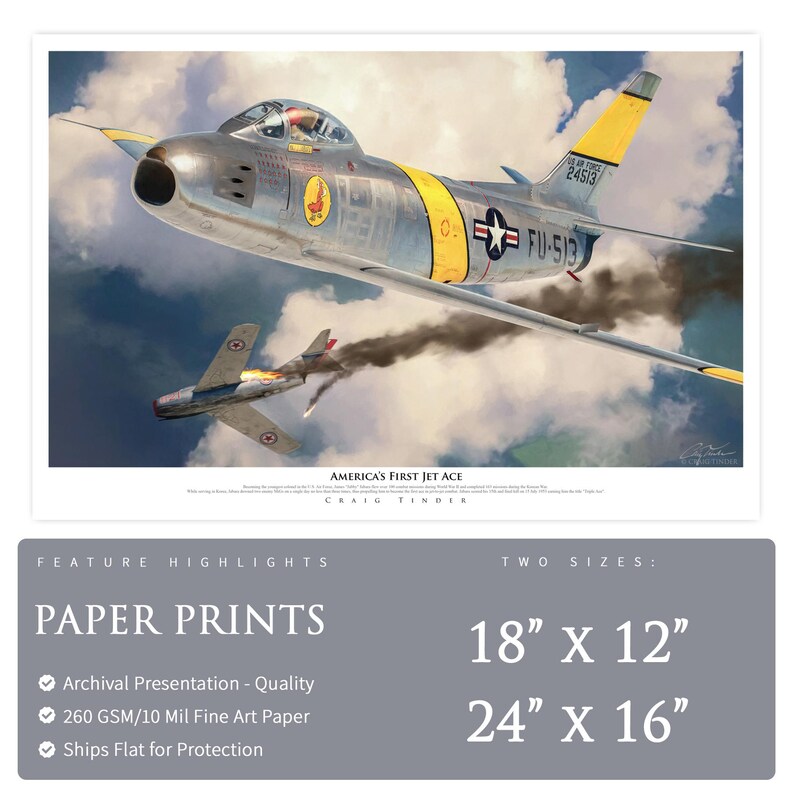 F-86 A Sabre - America's First Jet Ace - Paper Print by Craig Tinder - Etsy
