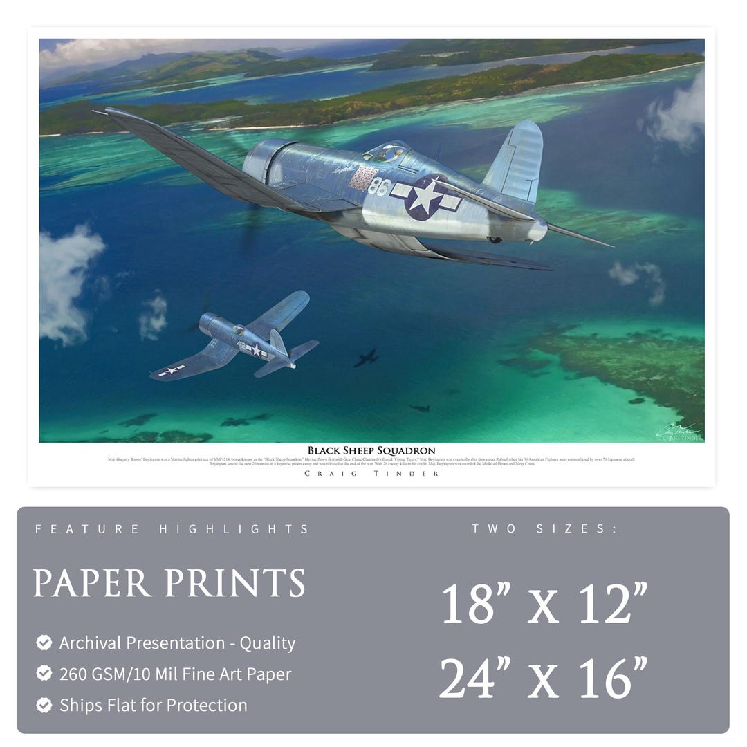 F4U Corsair Black Sheep Squadron - Paper Print by Craig Tinder - Etsy