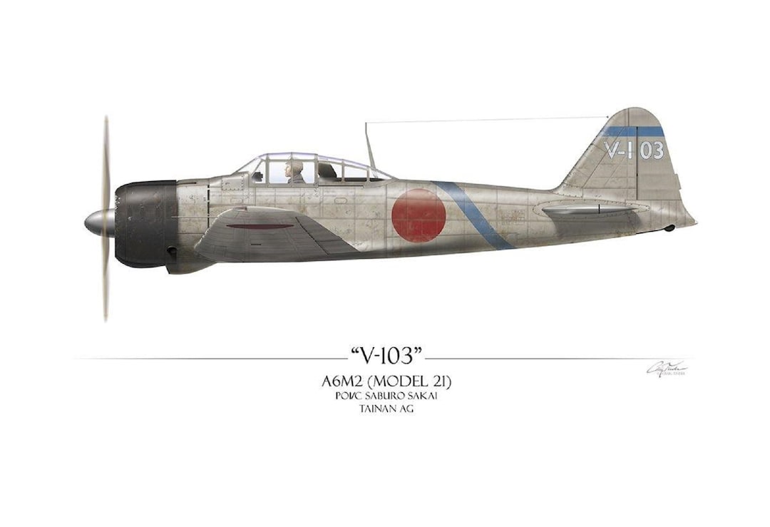坂井三郎 A6M ゼロ - クレイグ・ティンダーによるアートプリント