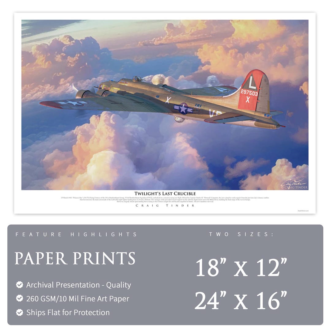 B-17 Flying Fortress - Twilight's Last Crucible - Paper Print by Craig ...