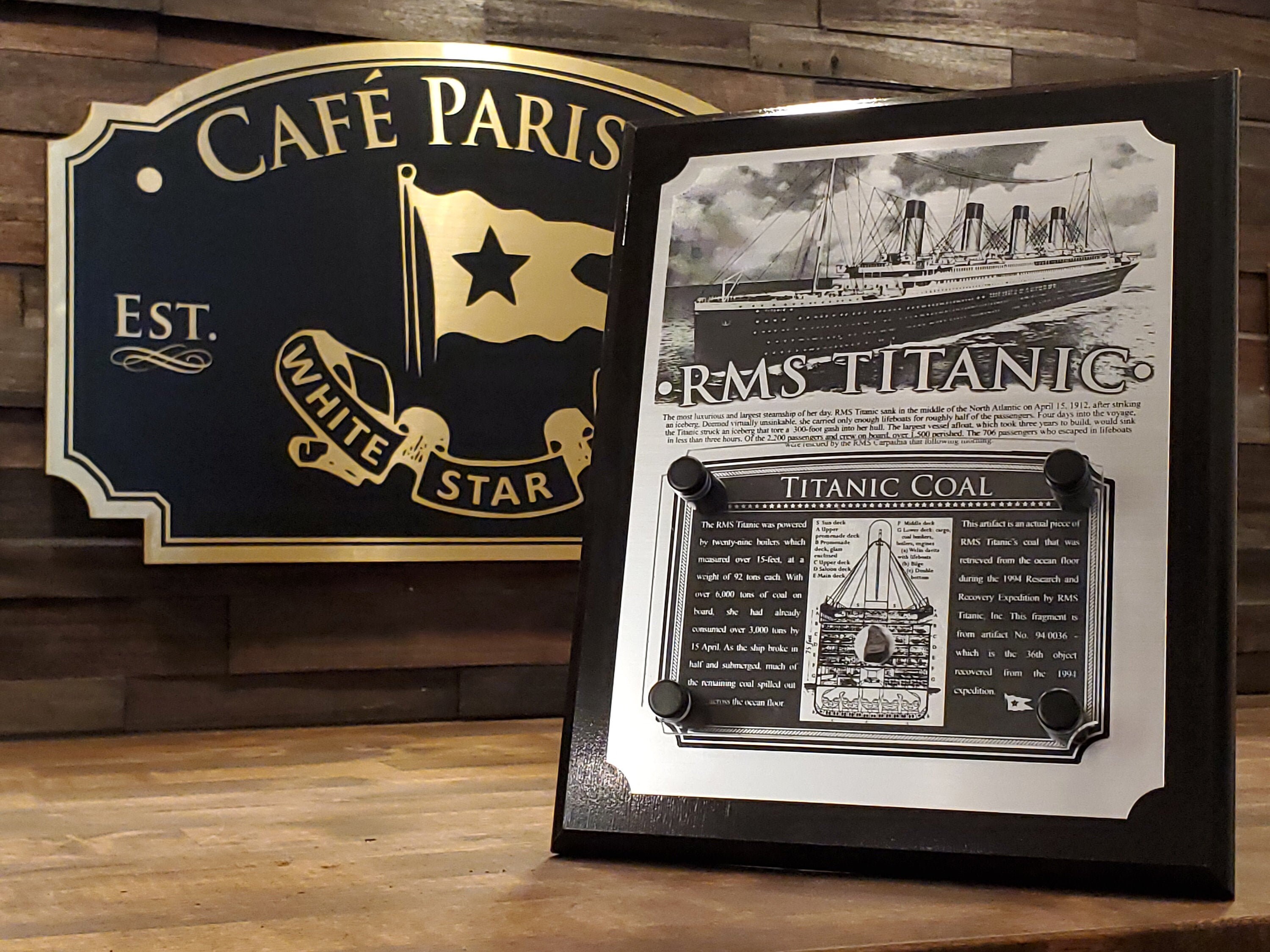 White Star Line Rms Titanic Plaque W Actual Coal Fragment Etsy Canada
