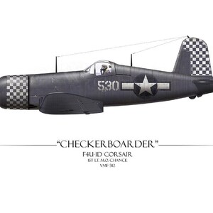Checkerboarder F4U Corsair - Art Print by Craig Tinder - Etsy