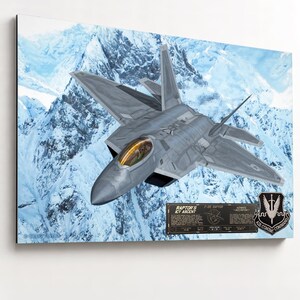 F-22 Raptor Relic Art – Raptor's Icy Ascent | Authentic F-22 Related Patch Incorporated With The Artwork