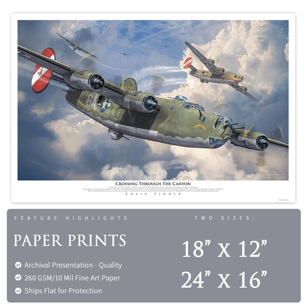 B-24 Liberator - Crossing Through the Canyon - Paper Print by Craig ...