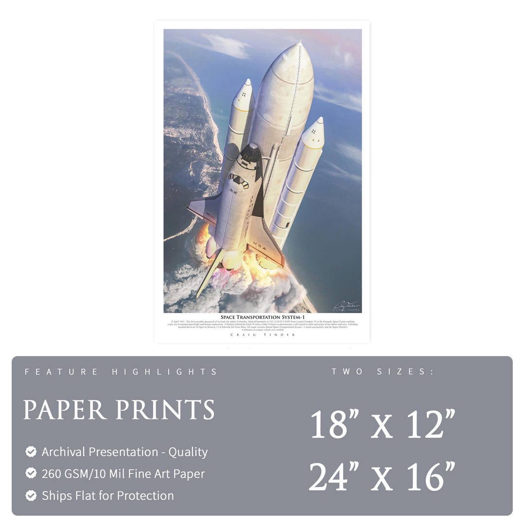 Space Shuttle Columbia - STS-1 - Paper Print by Craig Tinder - Etsy