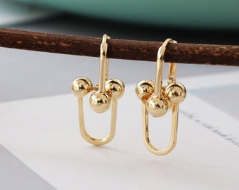 10k solid gold hoop clasp mini cute pink Stud earring Dainty chic minimal styles jewelry  kids girls T
