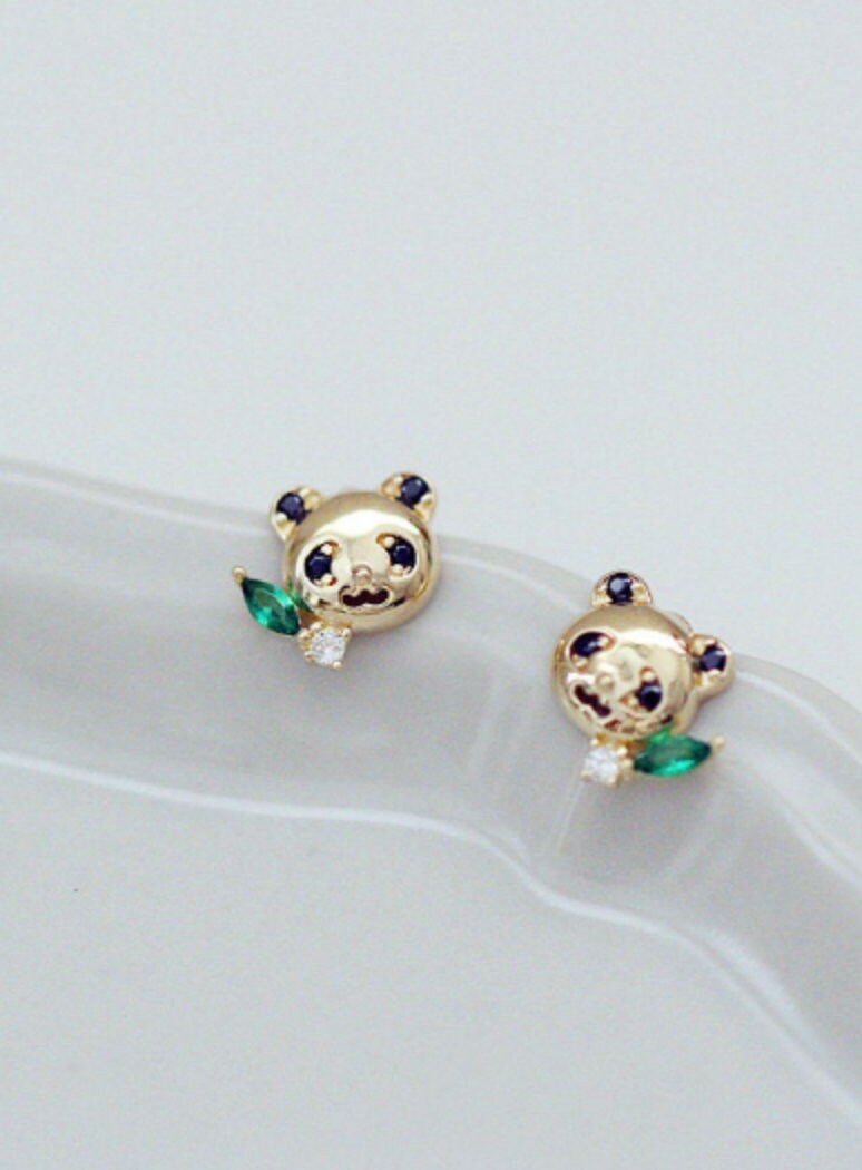 Zeya 18k 750 Yellow Gold Lazy Panda Earring Stud Earrings for Girls   Amazonin Jewellery