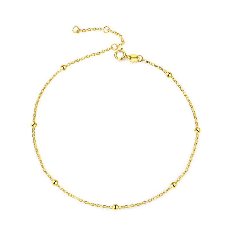 18k Solid yellow Rose Gold Ankle Anklet Chain Dainty Minimal Minimalist Simple BFF bridesmaid Gift Bridal shower Summer Gift