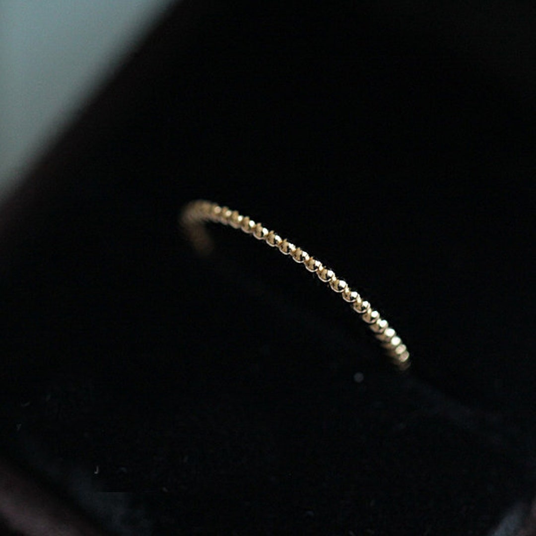 14k Solid Gold Stacking Ring Dainty Minimalist Solitaire Ring Chic ...