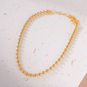 24k 999 Solid Gold beaded Bracelet Minimal Minimalist Simple BFF bridesmaid Gift Bridal wedding Engagement KE