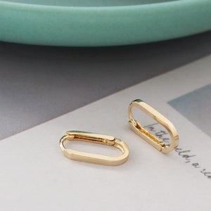 10k solid gold hoop clasp dangle chain earring Dainty chic minimal styles jewelry  kids girls T