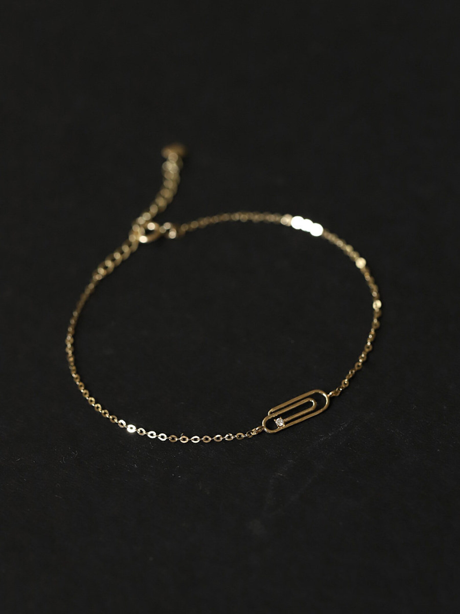 14K solid gold unique paper clip chic bracelet Dainty Etsy