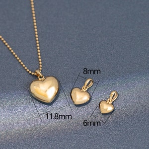 14k solid gold unique heart charm lucky super mini happiness dainty pendant charm minimal simple style kids yZ