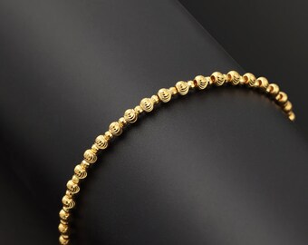 18k Solid Rose Gold Dainty beaded Bracelet Minimal Minimalist Simple BFF bridesmaid Gift Bridal wedding Engagement M