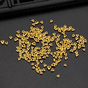24k 999 Solid Gold handmade triangle separator small beads ball DIY accessories link Minimal Style Simple  XJG