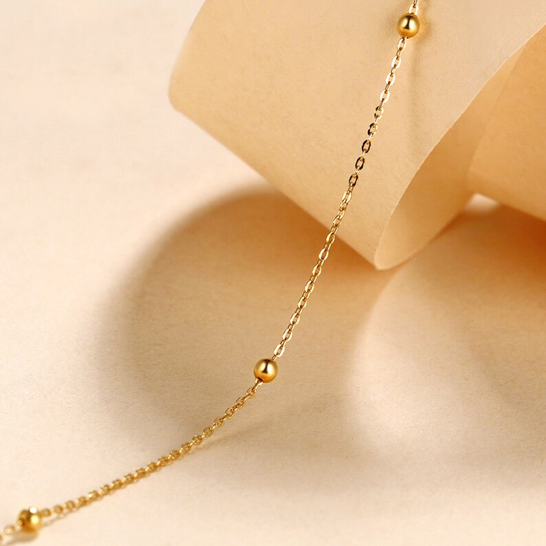 18k Solid yellow Rose Gold Ankle Anklet Chain Dainty Minimal Minimalist Simple BFF bridesmaid Gift Bridal shower Summer Gift