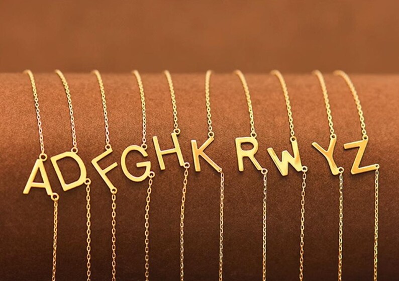 10K Real Gold Chain Name Initial Letter Necklace Jewelry Perfect