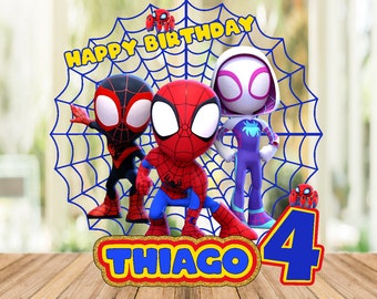 Printable Spidey and His Amazing Friends Cake Topper double-sided, Birthday Party for Kids, Spidey Cake Decoration, Spidey Party