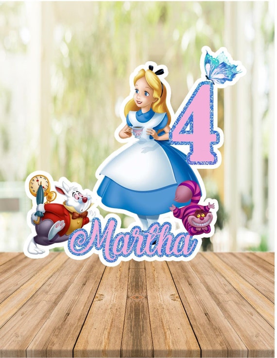 Custom ALICE IN WONDERLAND Cake Topper cake topper Printable digital,  Personalized cake topper Alice in Wonderland Cake Topper