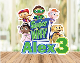 Custom Super Why Cake Topper: Personalized Birthday Party (Digital File)