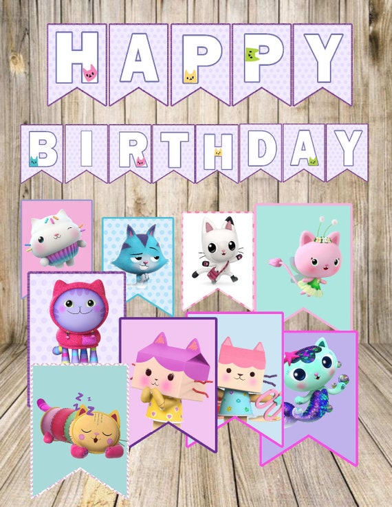 Instant Download Gabby Dollhouse BANNER HAPPY BIRTHDAY, Digital Pancarta  Feliz Cumpleaños Gabby La Casa De Muñecas 