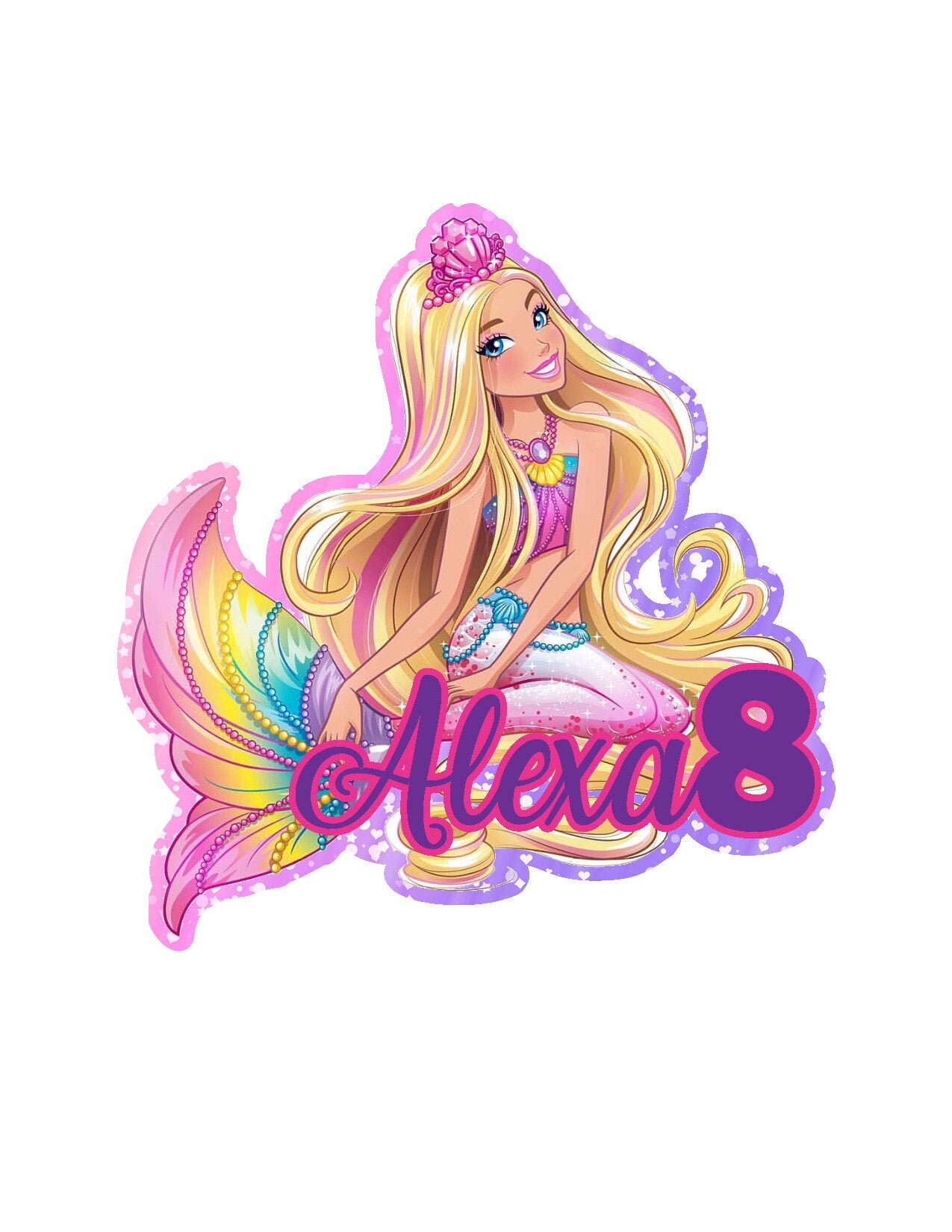 Barbie Mermaid Cake Topper Printable Cupcake Toppers Cupcake Etsy