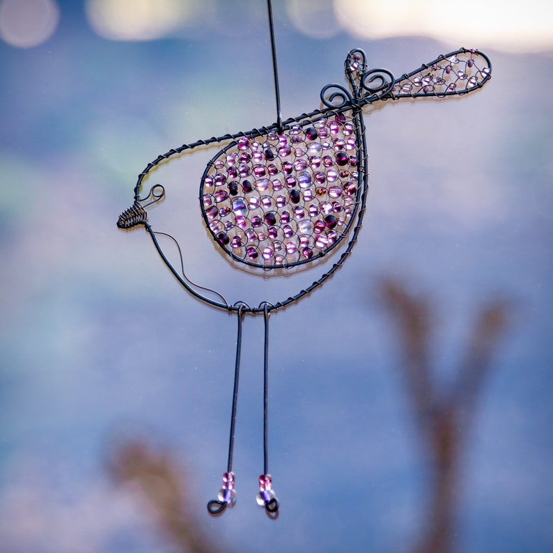 Unique Gift for Her Window Decor Colorful Window Light Catcher Bird Lover Gift Handmade Wire Bird Suncatcher Bird Art Bird Decor