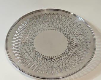 Silver plate Pedestal Dish | Meridian Company | Pierced Serving Tray