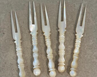 Set of 5 Genuine Mother of Pearl Appetizer Picks