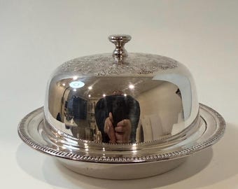 Primrose Plate Silverplated Covered Butter Dish | Domed Lid