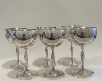 Vintage Italian Silverplate Goblet Glasses  – Set of 6