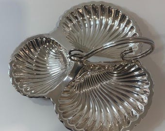 Mappin & Webb Silver Plate 3-Shell Dish – Footed Serving Bowl, Made in England