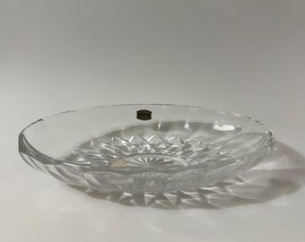 Val St Lambert Crystal Oval Bowl | Retailed by Birks | Mid-Century Belgian Cut Crystal | 9.5”